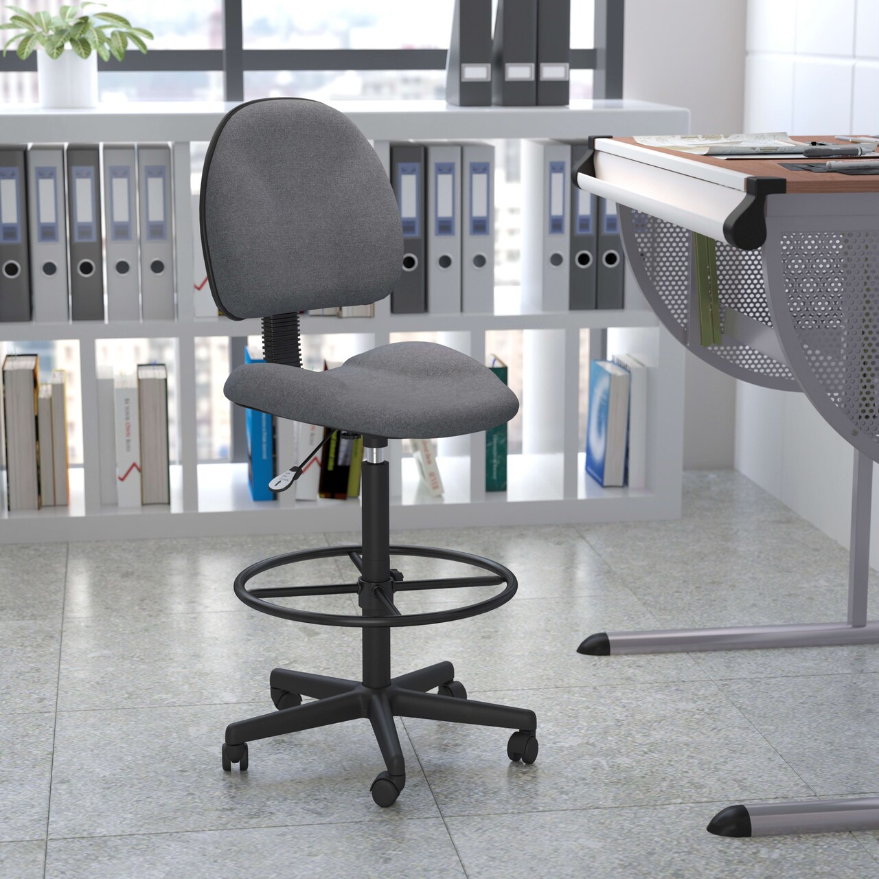 Emma and Oliver Adjustable Height Drafting Chair with Adjustable Foot Ring